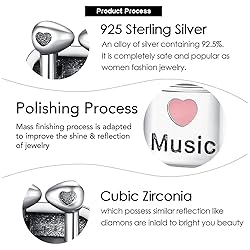 VALGACLS I Love Music Charms 925 Sterling Silver