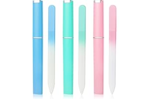 ANYI Glass Nail File with Case 3 Pcs Professional Double Sided Etched Crystal Surface Files Set Glass File Stuffers for Women Natural or Fake Nail Care 3 Color