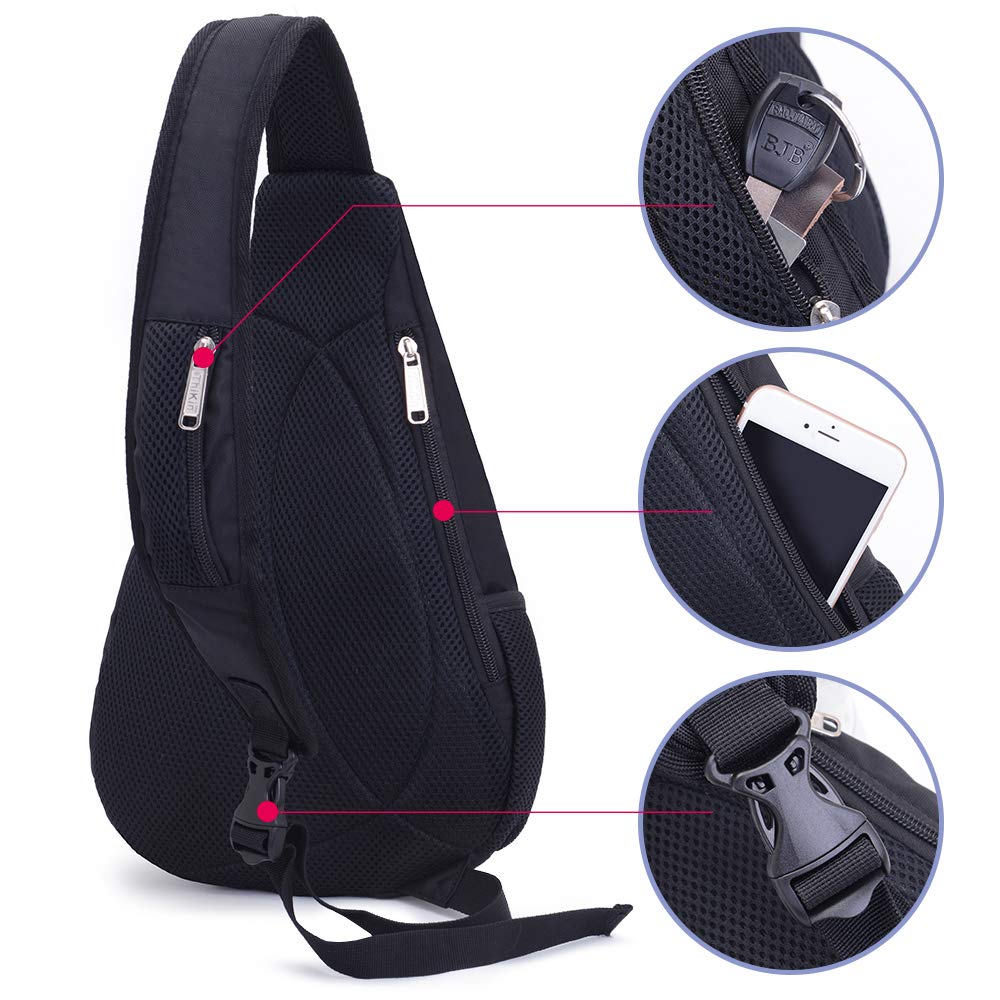 MaYee Zaino Monospalla Uomo Donna Zaino Spalla Impermeabile Portatile Sportivo Borsello Sling Bag Borsa a Spalla per Viaggio Ciclismo Sport Nero