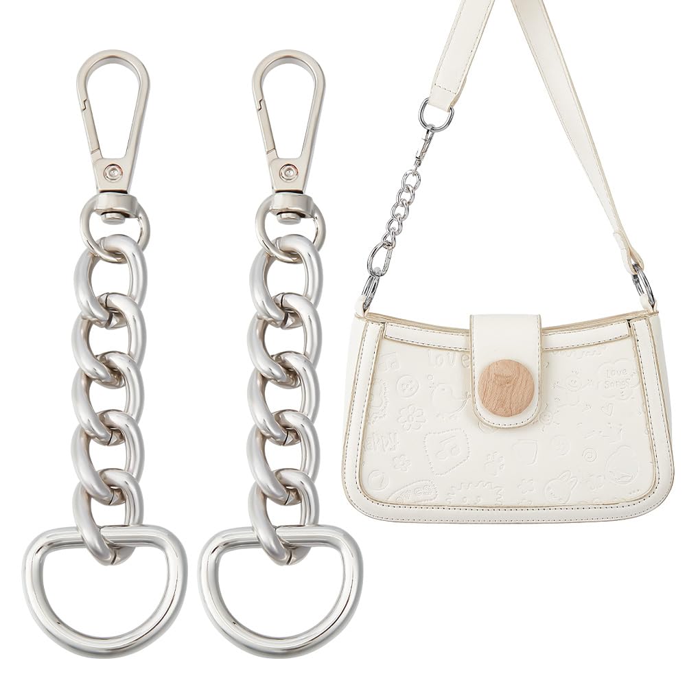 UNICRAFTALE About 2Pcs 4.09" Bag Extender Chain Purse Strap Extenders with Swivel Clasp Platinum Handbags Purse Extender Chain Handbag Chain Straps Metal Wallet Bag Strap Replacement Purse Clutches