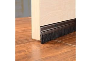 DECO WINDOW Deco Home Door Seal (1.5" Width X 36.5" Length) Gate Bottom Sealing Strip Draft Stopper with Aluminium Plate & Nylon Bristles for Weather Stripping, Air & Sound Blocking (Dark Brown)