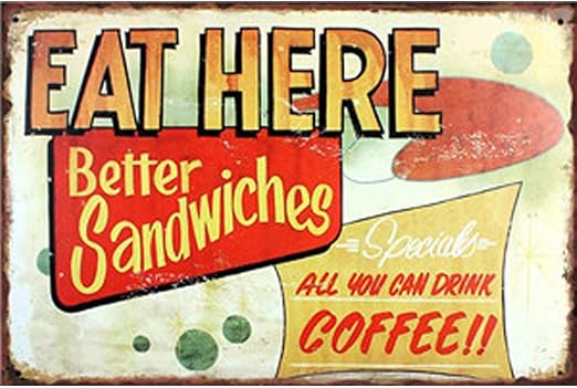 Gratuit Images Facile Painter Eat Here Panneau Humoristique Etain Art Decoration le plus cool par