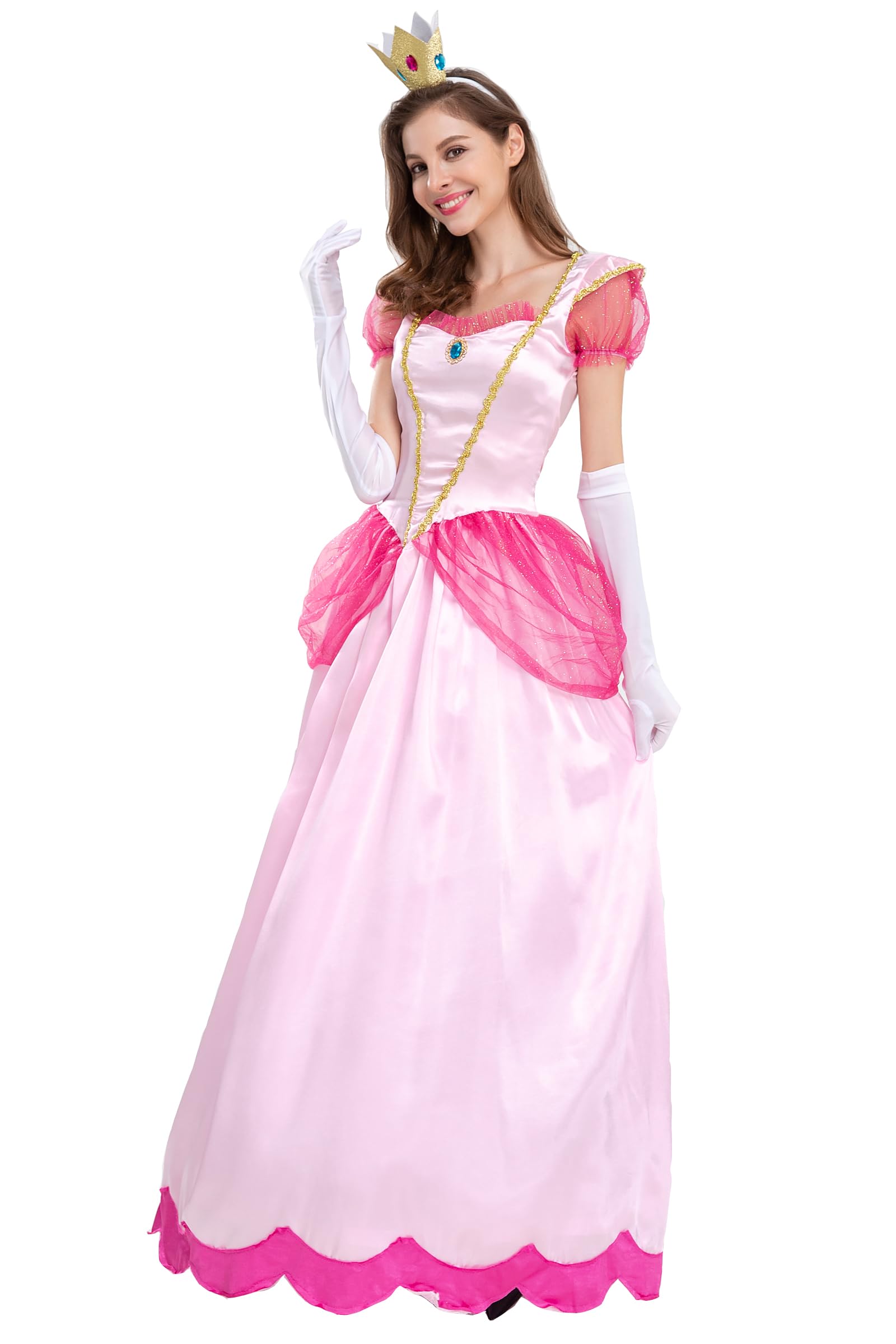 Photo 1 of Bliwandefmark Princess Peach Costume Adult Halloween Cosplay For Women With Accessories Large