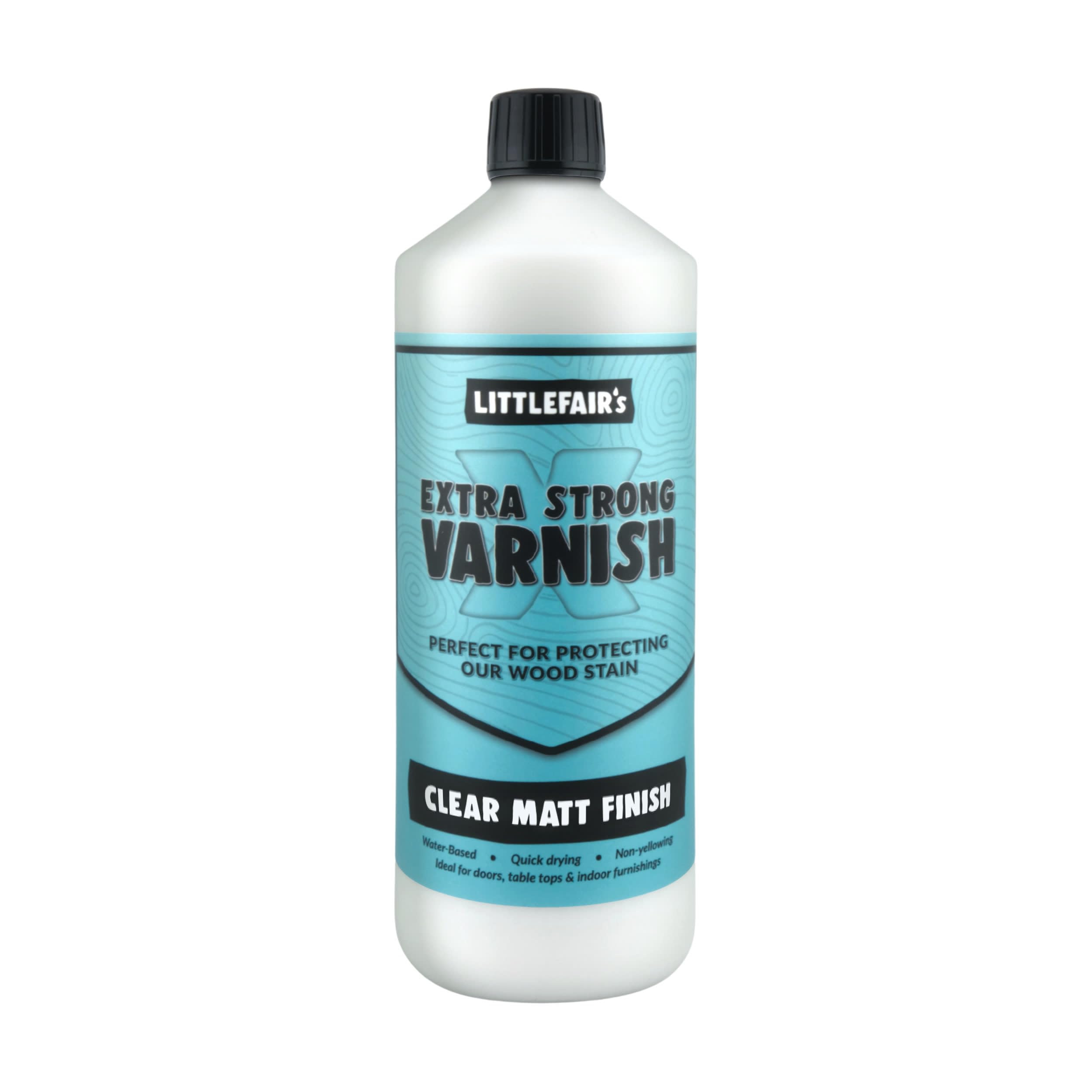 Littlefair's Extra Strong Wood Varnish - 1ltr - Water-Based, Fast Drying, Non-Yellowing, Low-Odour, Clear Finish (Matt)