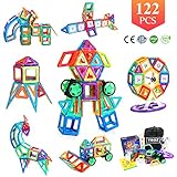 YBQZ Magnetic Tiles Building Blocks Toys for Kids Toddlers 122 Pcs Children Preschool Educational Construction Kit Magnet Stacking Toys for Boys Girls Age 3 4 5 6 7 8 Year Old