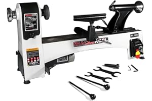 FIND BUY TOOL FINDBUYTOOL Wood Lathe, 12" x 21" Benchtop Variable Speed Midi Wood Lathe Machine, 3/4 HP, 6 AMP Motor, 2 Rotational Speed Range Settings (300-3500 RPM), Wood Lathe Machine
