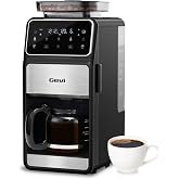 Gevi 10-Cup Grind &amp; Brew Drip Coffee Maker with Built-In Burr Grinder | 24-Hour Programmable Timer, Touch Screen Control, 4-Hour Warm Plate, Permanent Filter with Original Glass Coffee Carafe