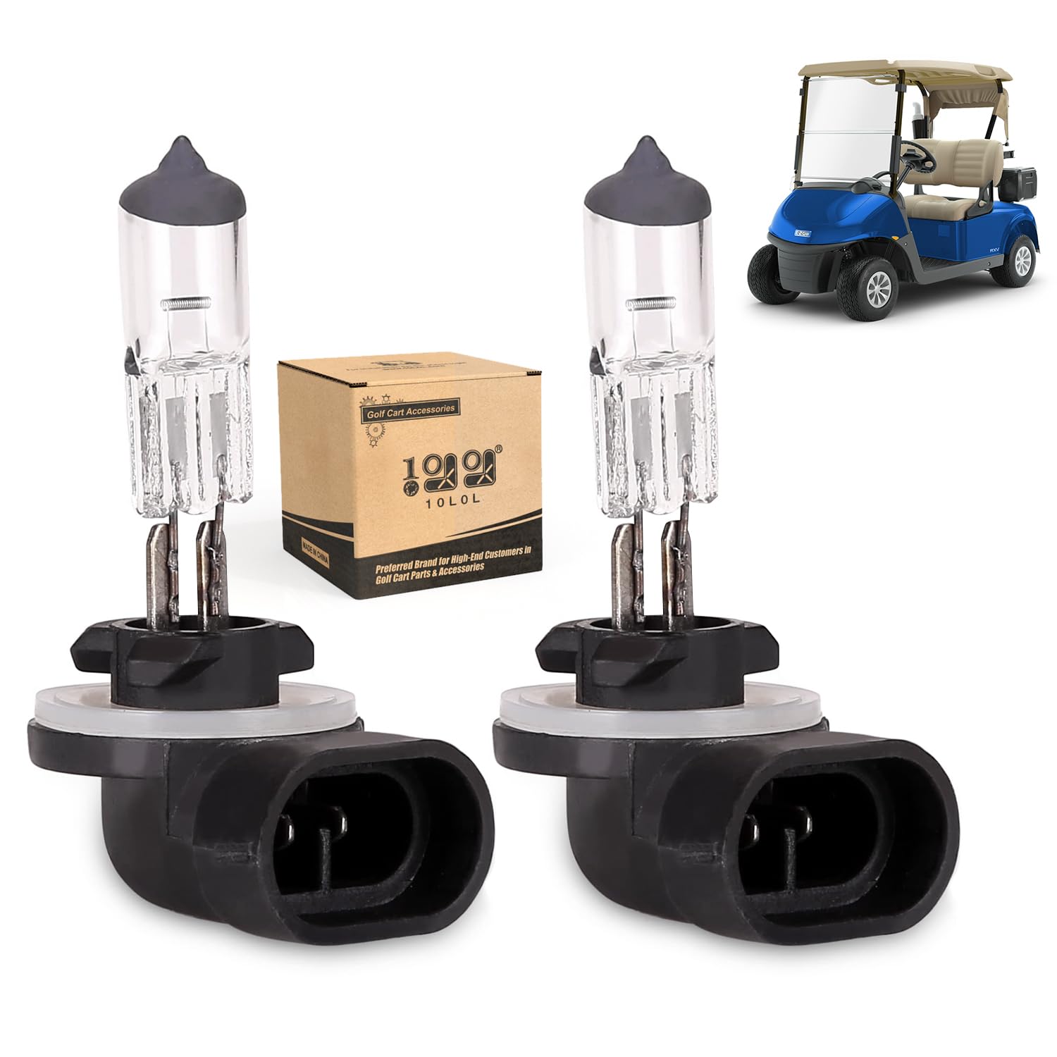 Photo 1 of 10L0L Halogen Headlight Bulb for EZGO 1994-up and Club Car DS 1999 up & Precedent 2004-up,12V 37W 886 Golf Cart Light Bulbs, OEM# 101988101, 74004G01 (Pack of 2)