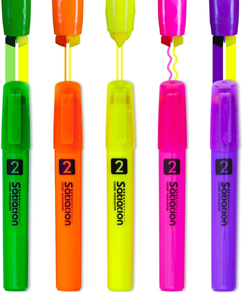 CHoSCH Fancy Dual-tips Chisel Highlighters Markers Pack, Twin Liner Markers, Chisel Tip, 5 Assorted Colors, 5-Count (5) …