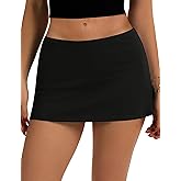 LOMON Women's Low Waist Casual Micro Mini Skirt with Built-in Shorts with Pockets Stretchy Skorts Summer Outfits 2026