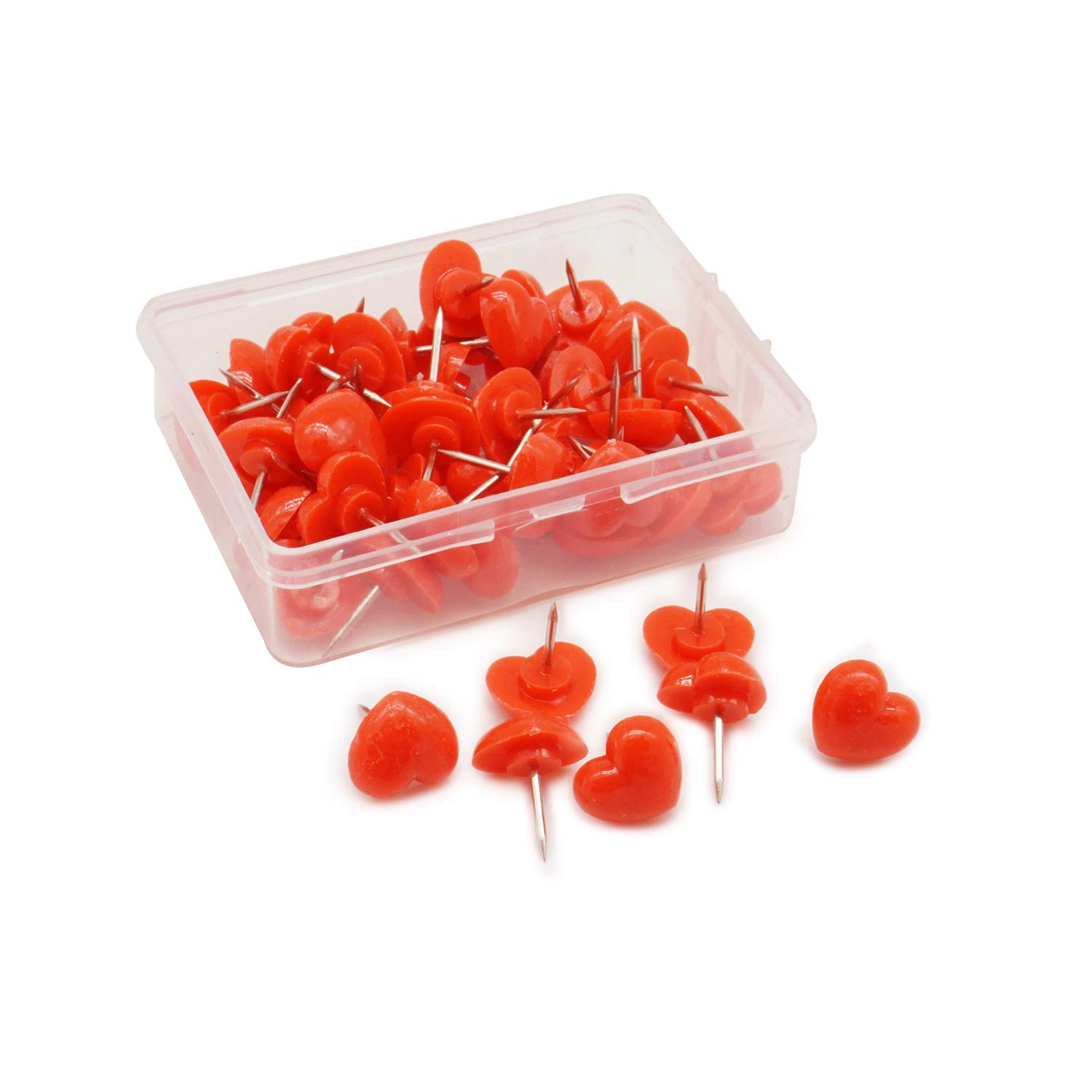 Heart Shape 50pcs Plastic Quality Cork Board Safety Colored Push Pins Thumbtack Office School Accessories Supplies red