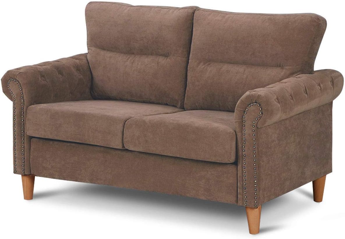 Amazon Com Giantex Upholstered Loveseat Sofa Couch Linen Fabric