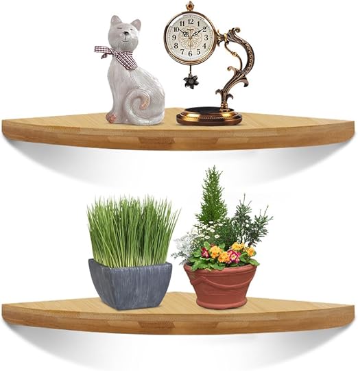 Amazon Com Xiaz Corner Shelves 2 Tier Wall Mount Floating Shelf