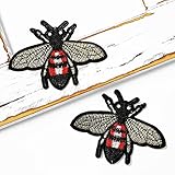 Bee Embroidered Iron-On Patch, Embroidery Applique by 2 pcs, TR-11629