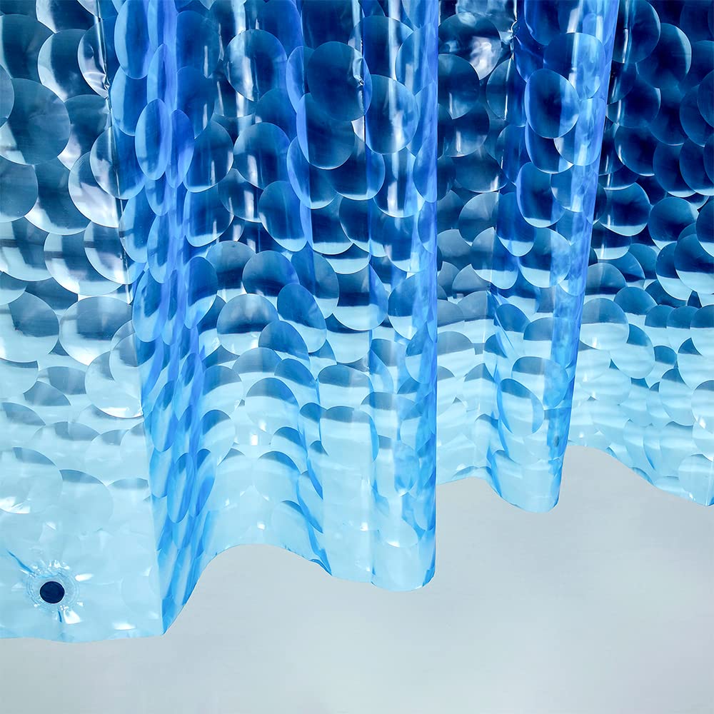 Photo 1 of Ga-Geetopia EVA 3D Blue Pearl Water Cube Plastic Shower Curtain Liner - Premium Light Weight 72" x 72" Blue Bathroom Shower Showroom Curtain Liner with Rustproof Metal Gromments and Weighted Magnet