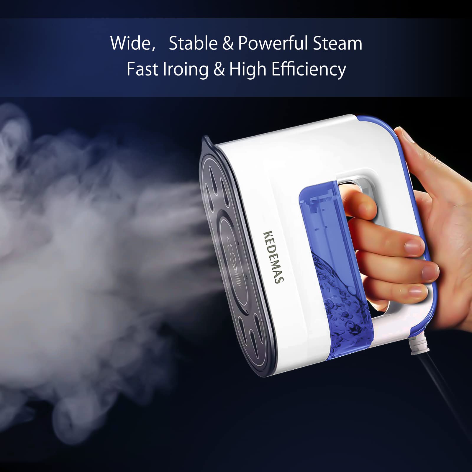 KEDEMAS Portable Steamer iron for Clothes, 1300W Mini Handheld Clothes Steamer, Horizontal, Vertical and Dry Ironing, Travel Garment Steamers for Travelling, Home, Office, ONLY FOR 120V