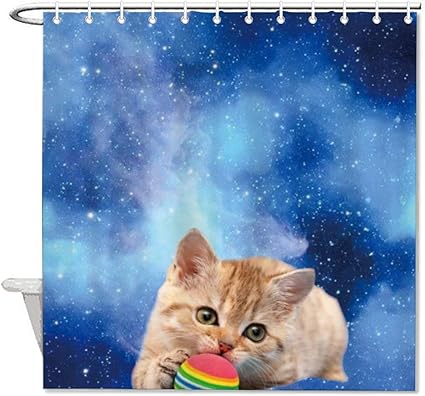L53j8rq5tozc Duschvorhang Katzenmotiv Nebel Kätzchen Wasserdicht
