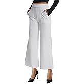 AFITNE Women's Wide Leg Yoga Dress Pants High Waist Stretchy Pull On Work Pants Cropped Casual Lounge Ankle Pants