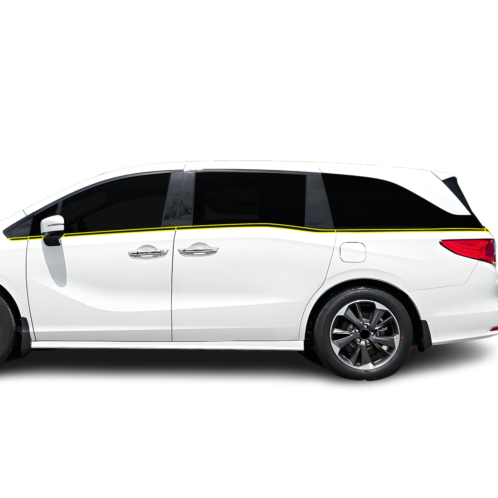 Photo 1 of BOGAR TECH DESIGNS Side Window Trim Chrome Delete Overlay Compatible with Honda Odyssey 2018-2025, Gloss Black
