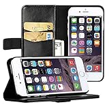 EasyAcc® iPhone 6 Leather Wallet Case 4.7 Black Pouch Holster Flip Folio Case with Kickstand Card Holder Hard Case Stand Cover for iPhone 6 4.7 - Black