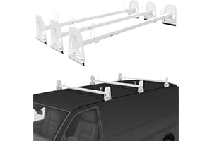 Neorexon Van Roof Ladder Rack 3 Bar Set, 750LBS Capacity Ladder Rack for Van Adjustable Length 37.5''- 60'', Van Roof Rack with Ladder Stopper, Fit for Full-Size Cargo Vans with Rain Gutter