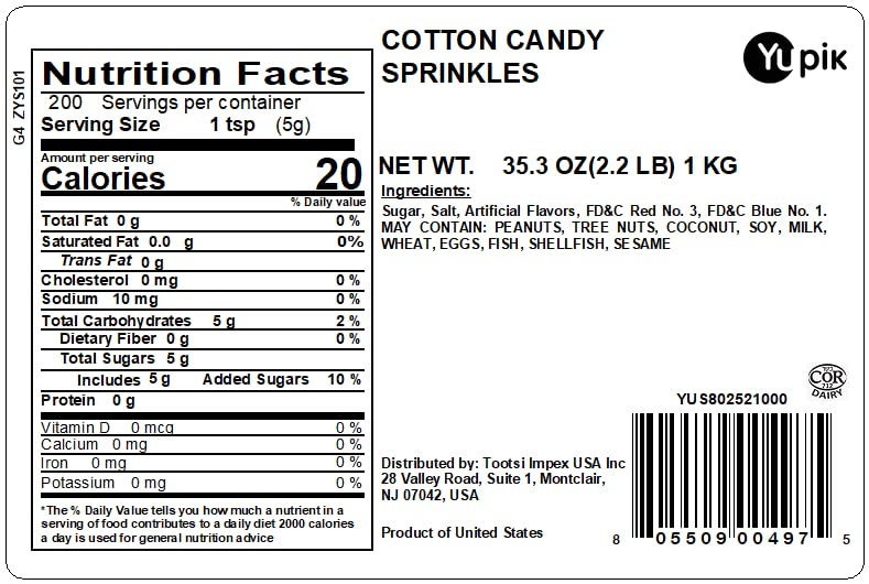 Yupik Sprinkles, Cotton Candy Flavored Topping, 2.2 lb Pricepulse