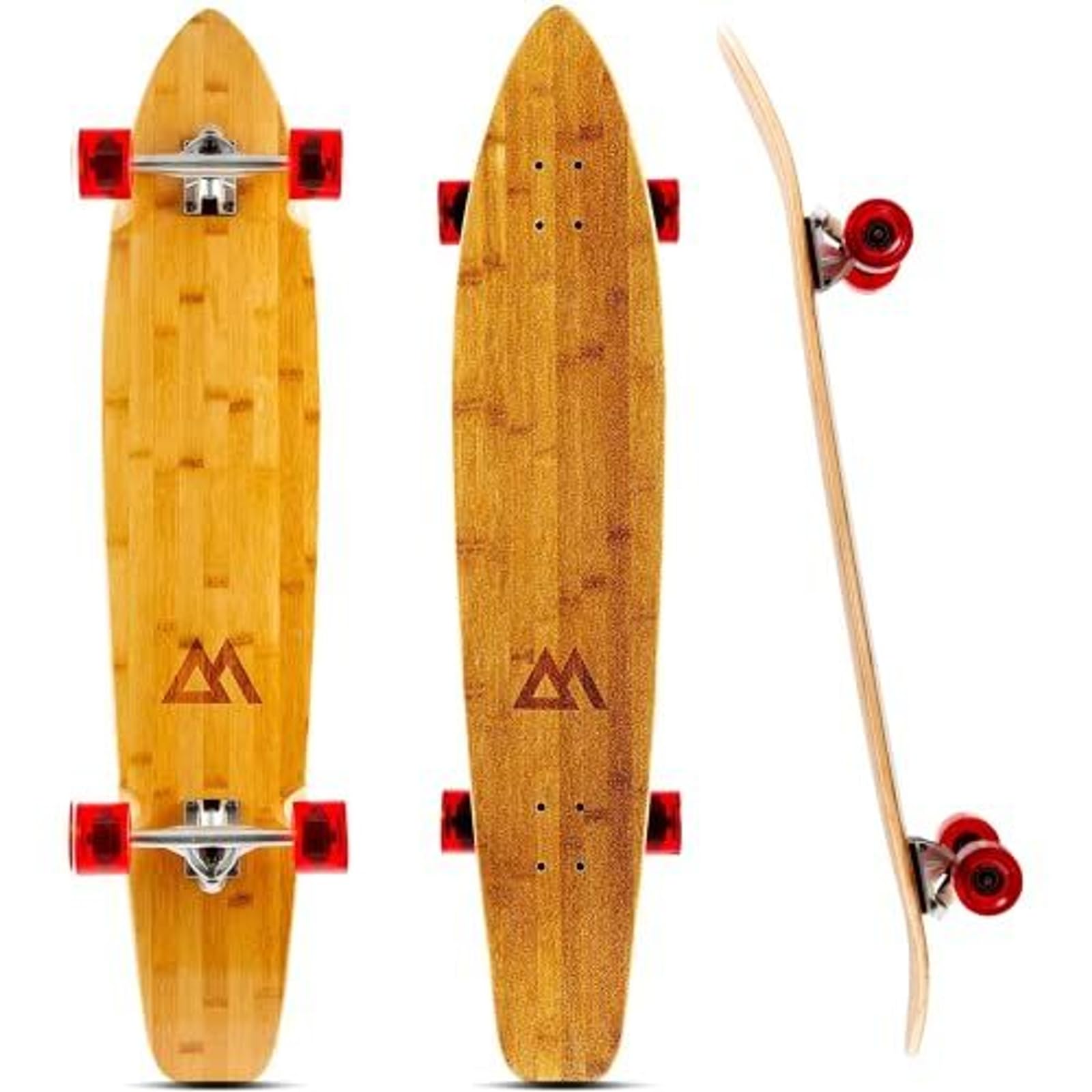 Magneto Kicktail Longboard Skateboard - 70mm 78A Wheels for Rough Road Longboard - High Profile Skateboard Deck for Stable Carving - Cruiser Board for City Commutes - 44 in x 9 in, Red Image