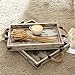 MyGift 2 Piece Set Rustic Torched Wood and Black Metal Decorative Nesting Serving Trays with Rope Handles for Breakfast in Bed, Coffee Table, Ottoman Decor