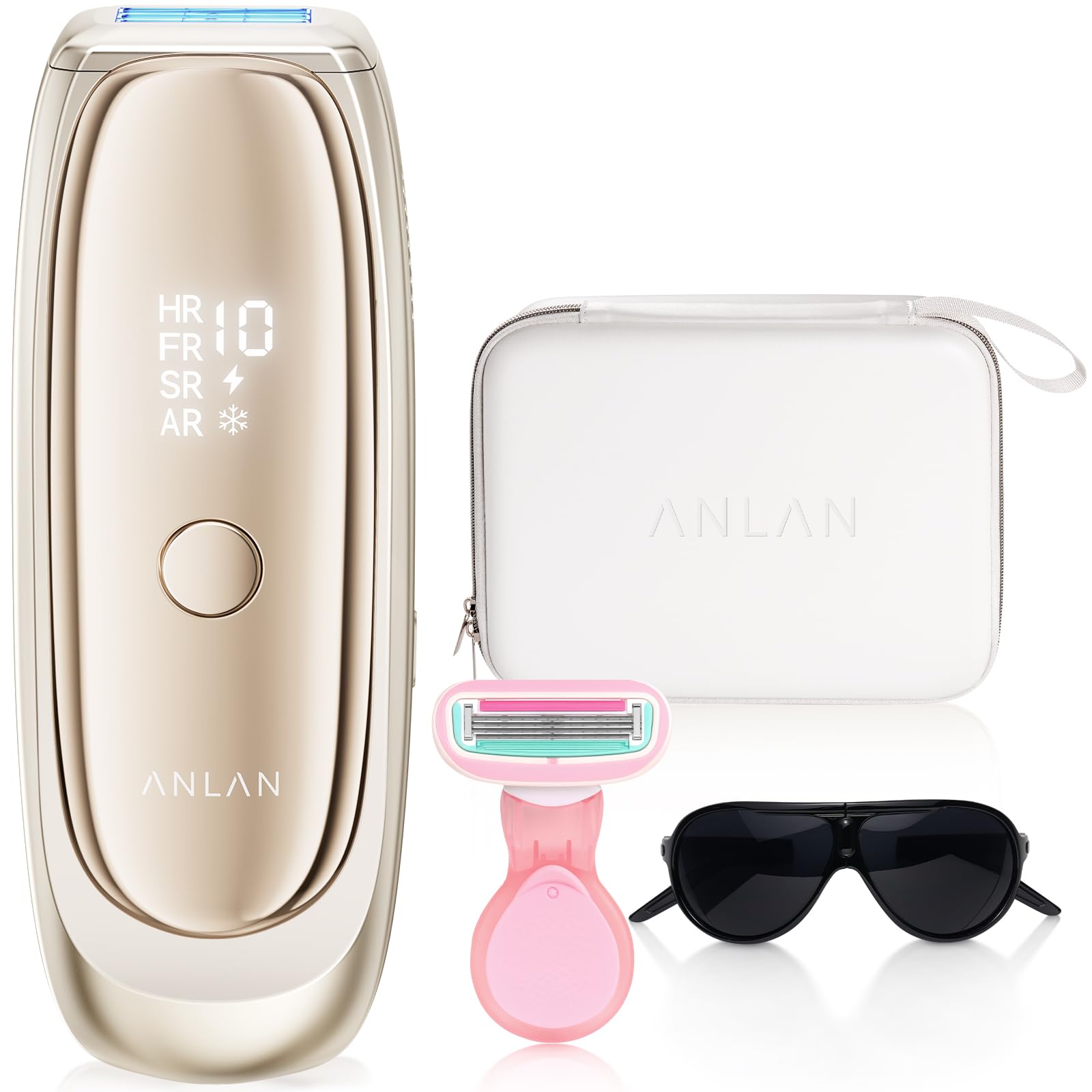 ANLAN 26J IPL Geräte Haarentfernung, Saphir Eis-Kühlung, Duale Lichter, Laser Haarentfernung zuhause Schmerzlos, 4 Modi, 10 Energiestufen, 0.18s Schnellblitz&5-fach Blitze, Beine, Bikinizone, Gesicht