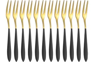 Uxcell 12 Pcs Stainless Steel Pickle Fork, 5.2 Inch Olive Fork with Long Handle, Gold