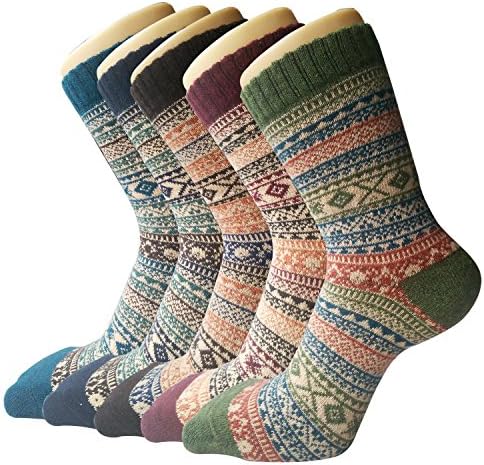 5 Pack of Womens Vintage Style Thick Wool Warm Winter Crew Socks (Mixed color 7(5 pack))