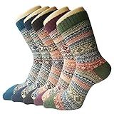 5 Pack of Womens Vintage Style Thick Wool Warm Winter Crew Socks (Mixed color 7(5 pack))