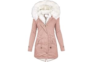 TIMIFIS Winter Coats for Women Plus Size Thick Jackets with Fur Hood Warm Cashmere Outerwear Big Collar Parka Tops
