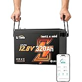 LiTime 12V 320Ah Mini LiFePO4 Battery Bluetooth, 12 Volt Lithium Battery with 200A BMS & IP65 Waterproof, Max. 15000 Deep Cyc