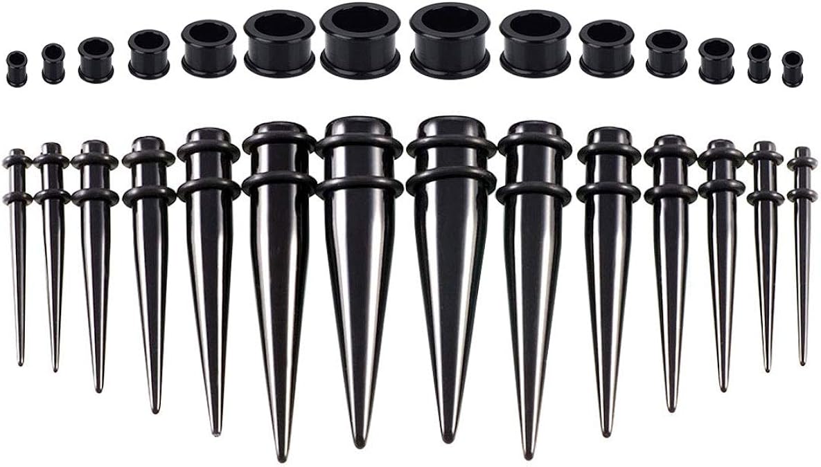 HuaCan Ear Stretchers Kit, 14Pcs Ear Stretching Tunnels Expanders