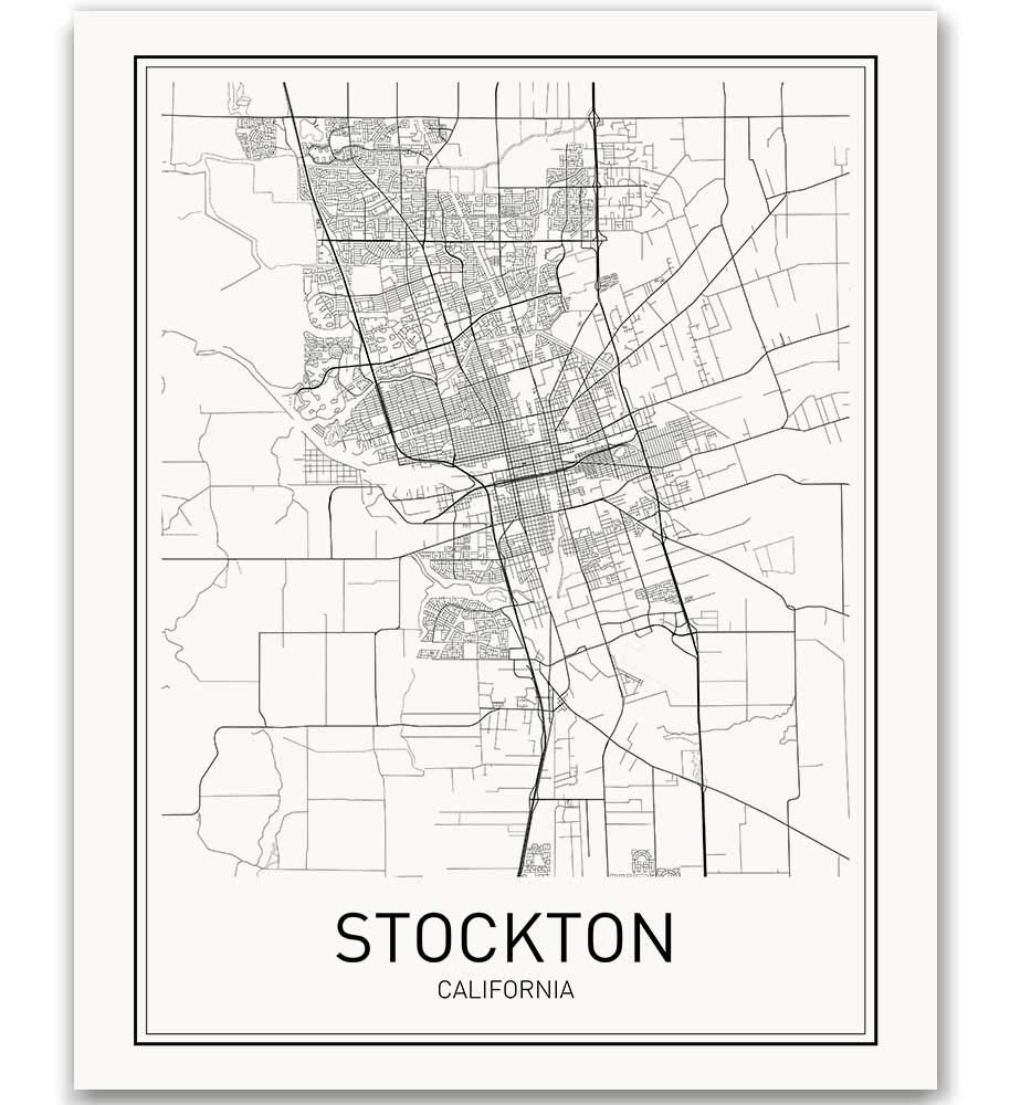 Stockton Poster Stockton Map of Stockton City Map Posters