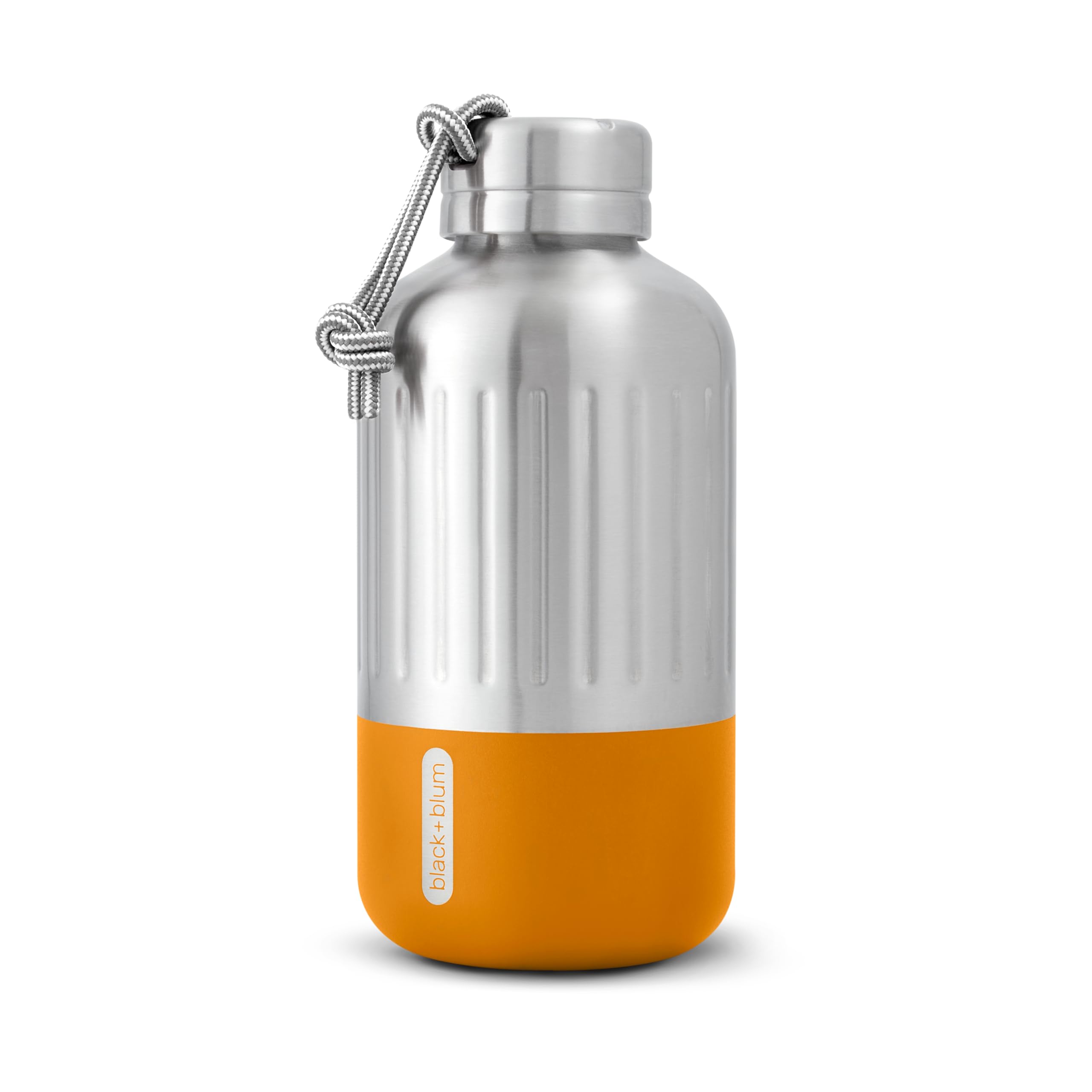 Black+Blum Explorer Vacuum Flask - Stainless Steel Leak Proof Water Bottle with Carry Loop - BPA Free Drinks Bottle for Hot or Cold Drinks, Hiking and Gym - Orange, Small 650ml