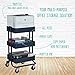 ECR4Kids 3-Tier Metal Rolling Utility Cart - Heavy Duty Mobile Storage Organizer, Navy