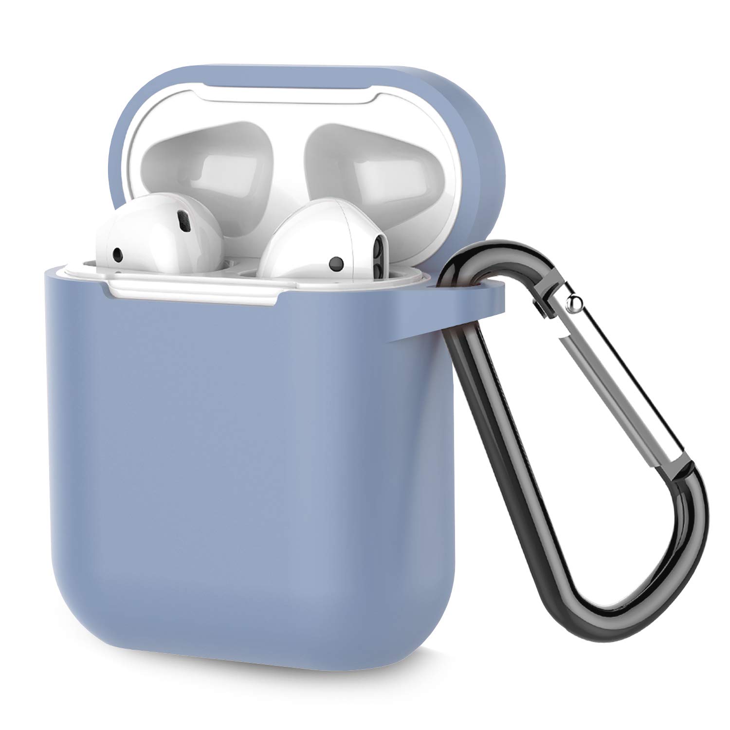 Airpods Case, Coffea AirPods Accessories Shockproof Case Cover Portable & Protective Silicone Skin Cover Case for Airpods 2 & 1 (Front LED Not Visible) - Grayish Blue