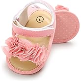 COSANKIM Infant Baby Girls Summer Sandals with Flower Soft Sole Newborn Toddler First Walker Crib Dress Shoes