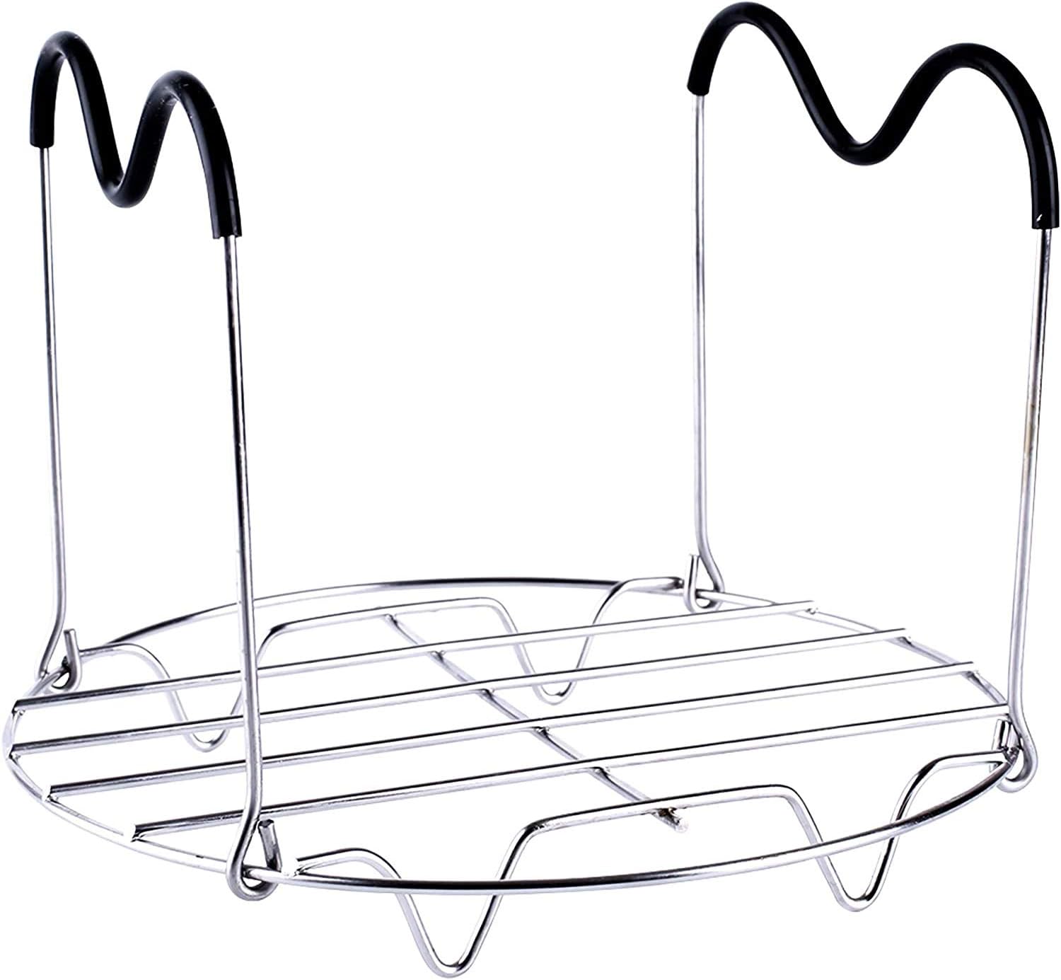 HapWay Steamer Rack Trivet with Heat Resistant Silicone Handles Compatible with Instant Pot 6 & 8 qt Accessories, Stainless Steel Steaming Rack Trivet Stand for Pressure Cooker