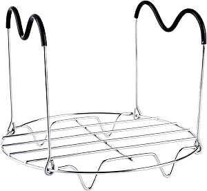 HapWay Steamer Rack Trivet with Heat Resistant Silicone Handles Compatible with Instant Pot 6 & 8 qt Accessories, Stainless Steel Steaming Rack Trivet Stand for Pressure Cooker