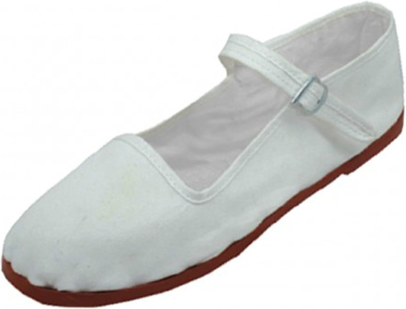 Easy USA Women's Mary Jane Ballet Flats Fabric white Size 9 UK Amazon