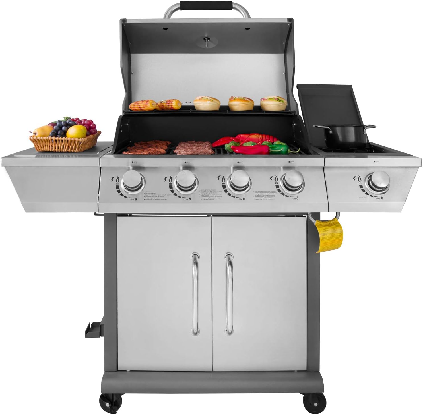 review Royal Gourmet GG4302S 4 Propane Gas Grill with Side Burner, 57,000BTU, Stainless Steel