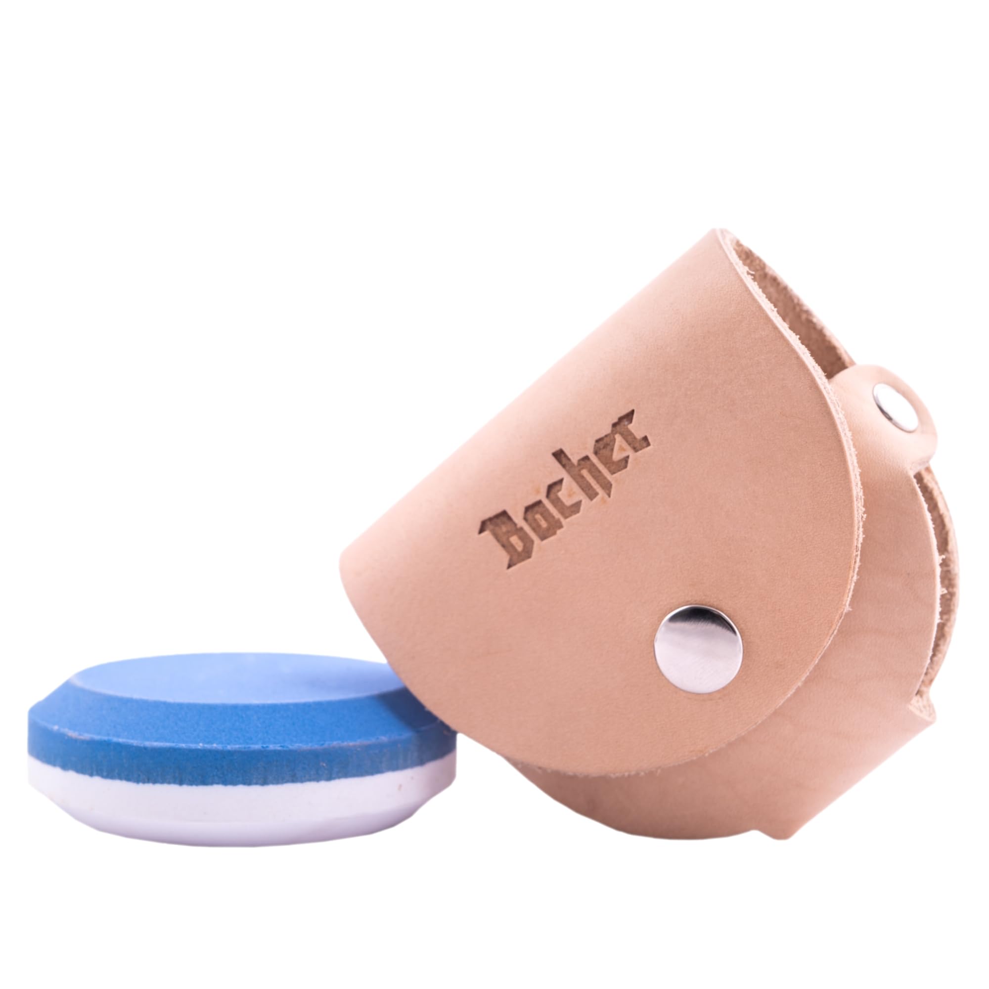 Bacher Axe Sharpening Stone Puck - Hatchet Sharpener 120/600 Grit – Axes Whetstone with Leather Belt Pouch