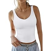 REORIA Tank Tops for Women Double Lined V Neck Summer Casual Basic 2026 Trendy Workout Going Out Clothes