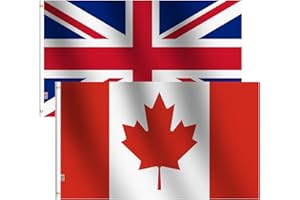 2Pack British Flag&Canada flag 3X5 Ft, Moderate-Outdoor Both Sides 100D Heavy Polyester UK Flags,UV Fade Resistant Outdoor Ca