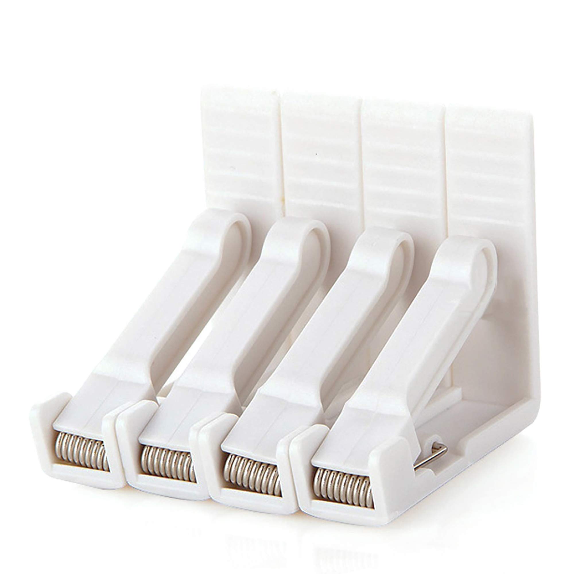 Set Of 4 Tablecloth Clips, White Plastic Clips, Adjustable High Clamp, Support Desk Thickness Max. Approx. 4.5 Cm, Table Cloth Clip For Garden, Picnics, Kitchen And Restaurant. 5.8x5.8x1.5 Cm.