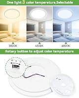 zemty 29W LED Ceiling Light 3200LM 3 Color Temp Waterproof 30cm Round view 2