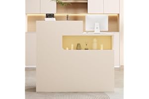 YTElantivo Reception Desk with LED Light and Locking Drawer – 47.2" Small Front Desk for Salon, Office, Retail, Lobby or Checkout Counter Use